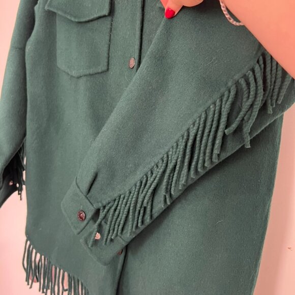 Sandro Green Utility Jacket with Fringe - Picture 4 of 9